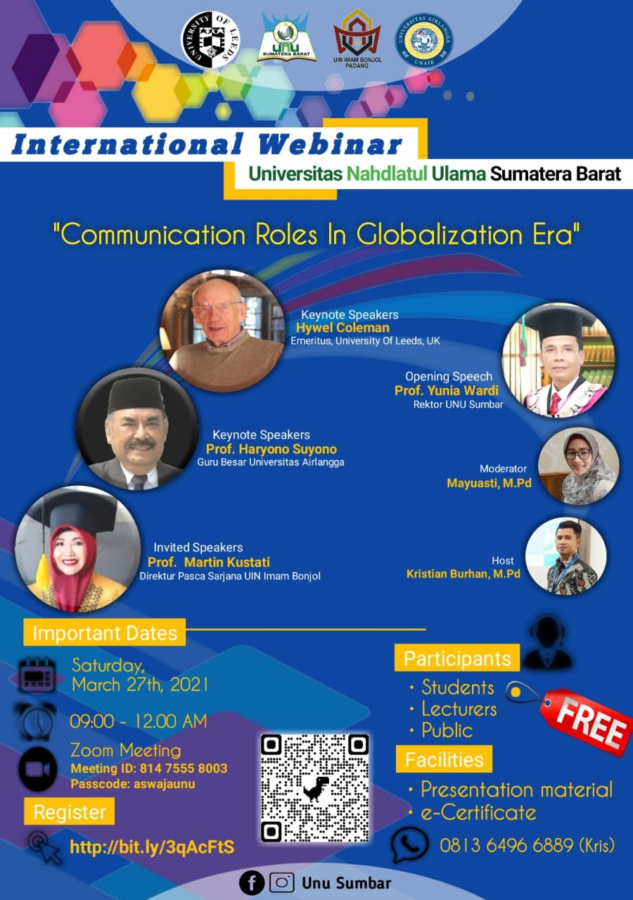 Webinar Internasional dengan Tema “Communication Roles In Globalization Era”