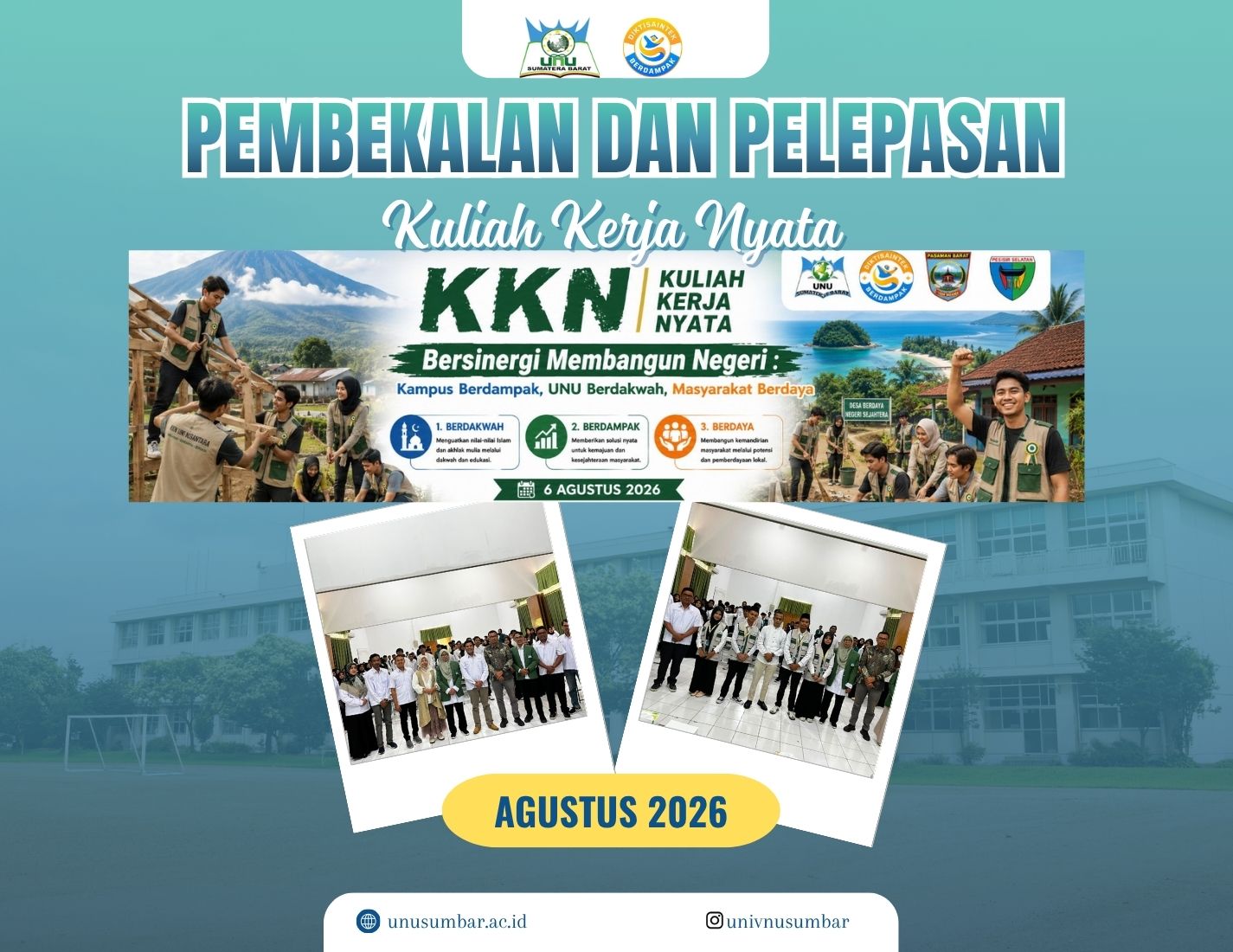 UNU Sumbar Lepas 130 Mahasiswa KKN di Dua Kabupaten, Pasaman Barat dan Pesisir Selatan